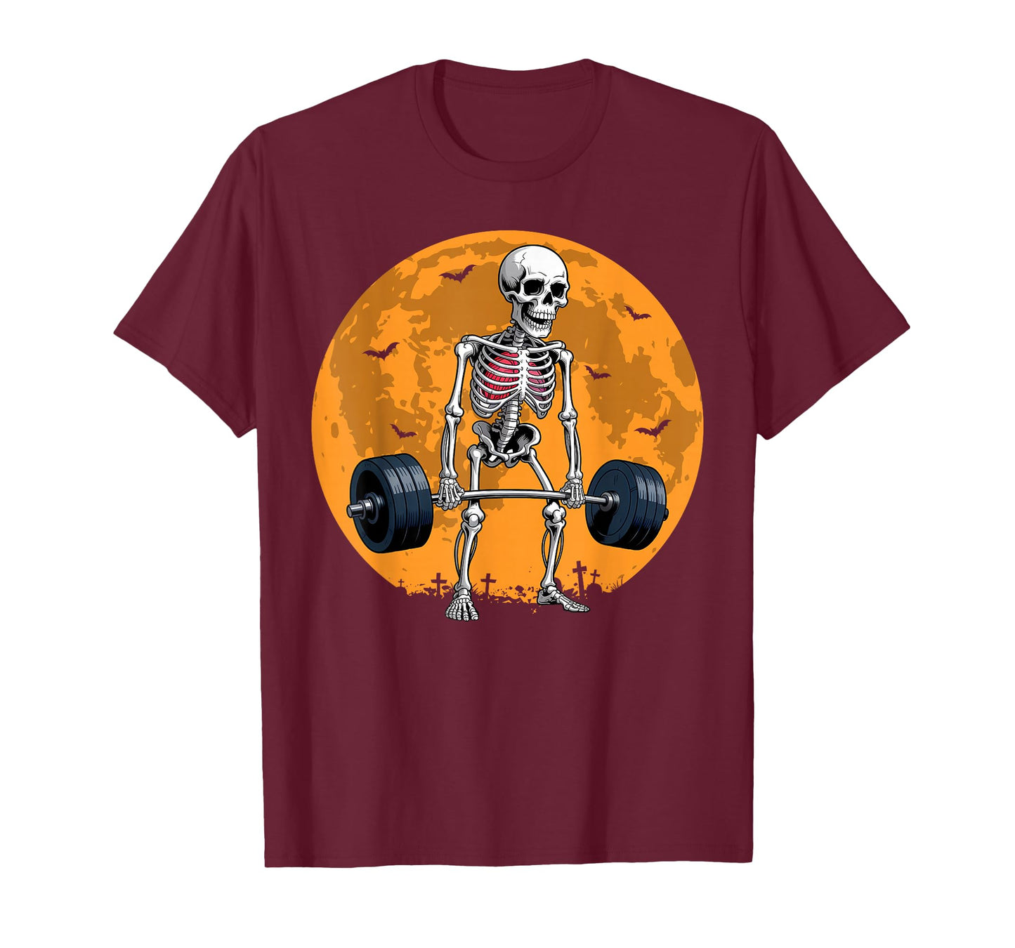Halloween Skeleton Deadlift Funny Fitness Weightlifting Gym T-Shirt