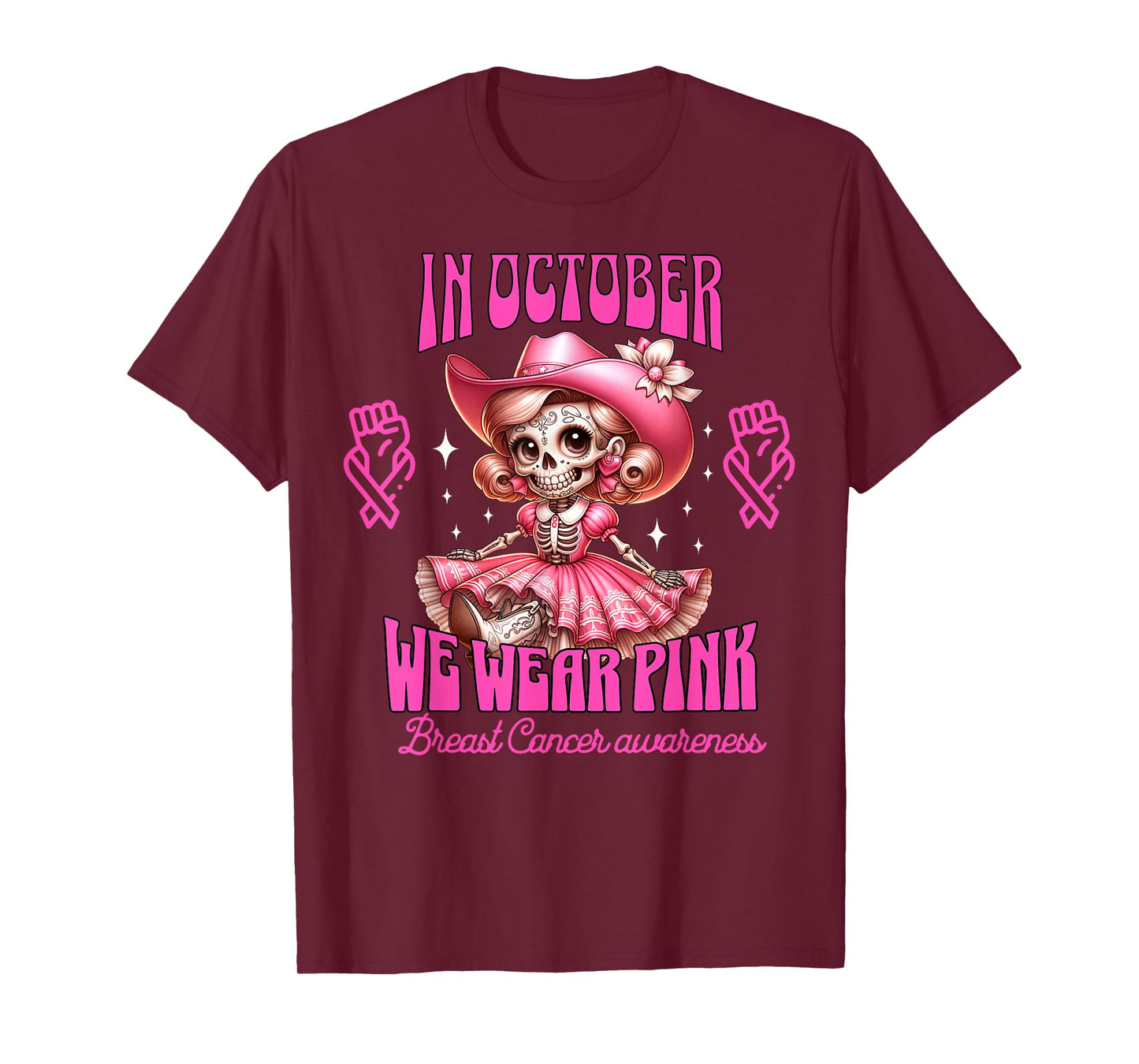 Breast Cancer Women Halloween in October We Wear Pink T-Shirt