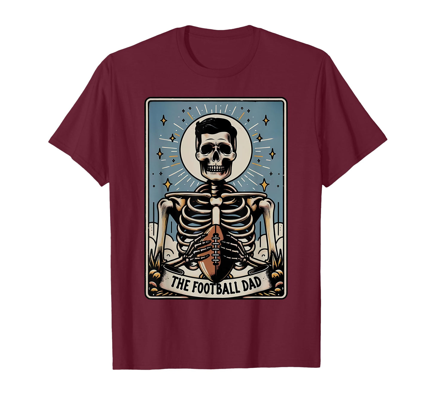 Funny Football Dad Tarot Card Skeleton Halloween Witch Vibes T-Shirt