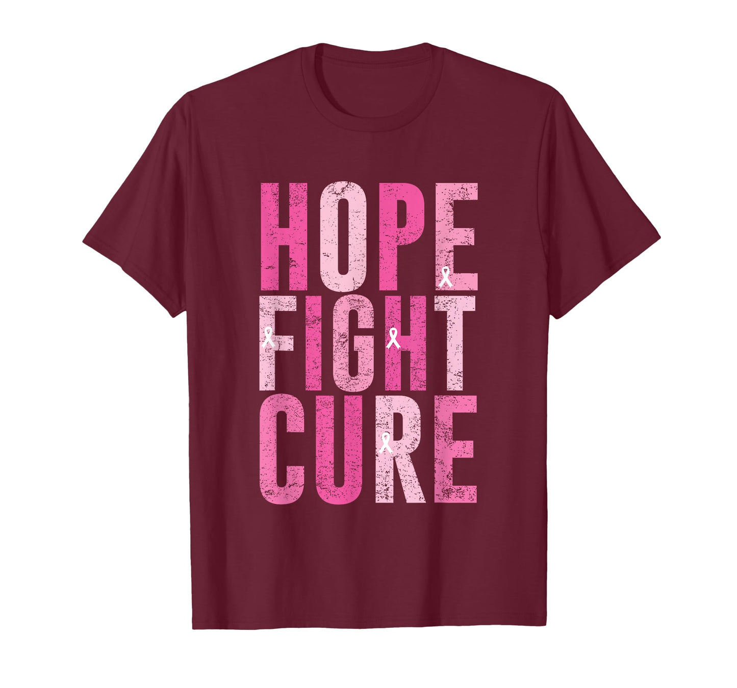 Hope Fight Cure Breast Cancer Awareness Design T-Shirt
