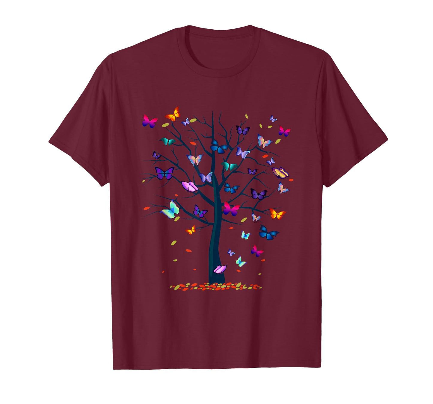 A & E C Butterfly Tree Beautiful Women's Black Butterfly Graphic T-Shirt