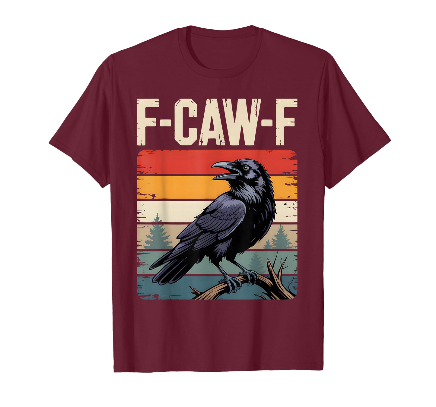 F-CAW-F Crow Retro Sunset Funny Sarcastic Humor Man Woman T-Shirt