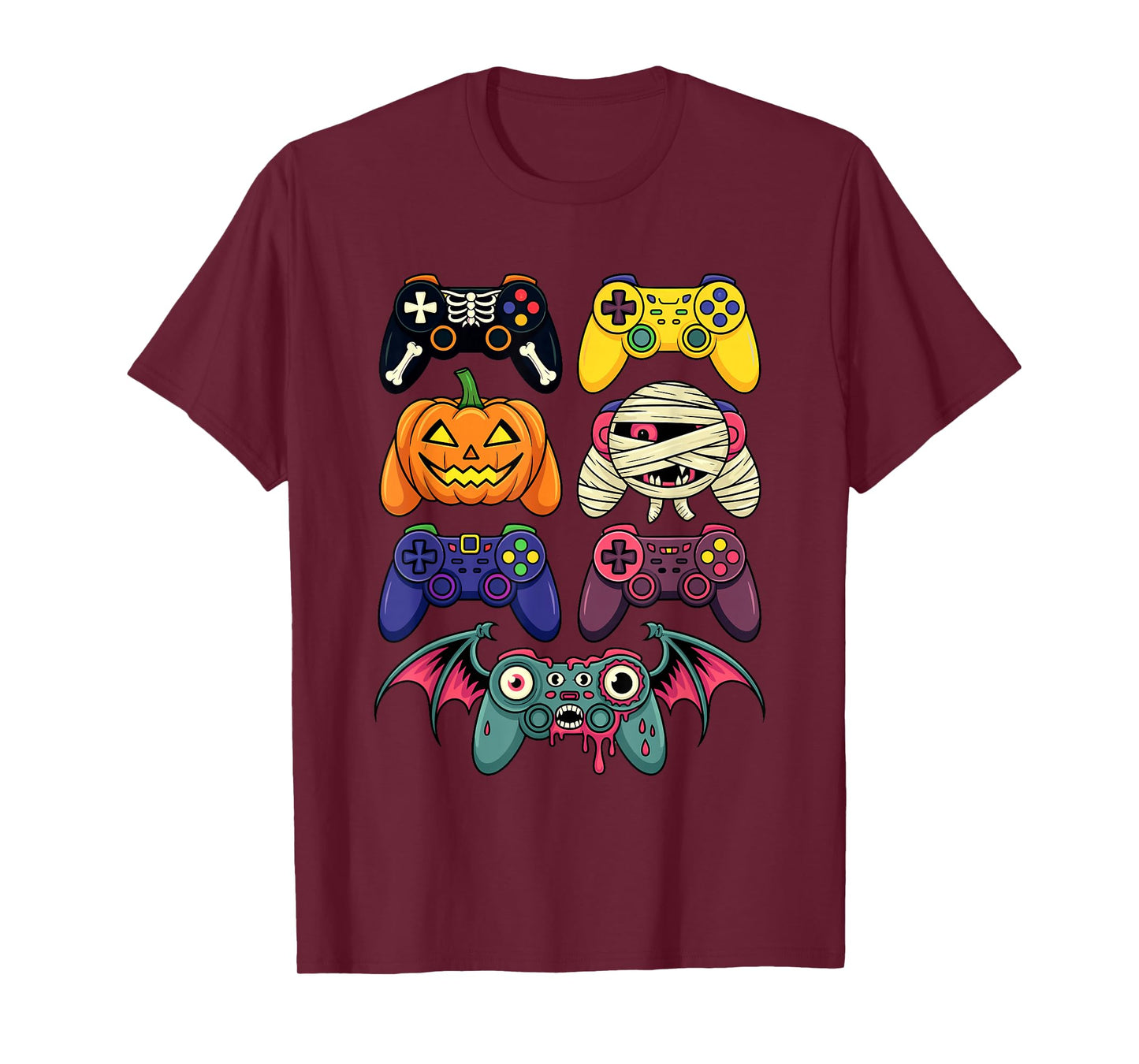 Halloween Gaming Controller Skeleton Pumpkin Mummy Zombie T-Shirt