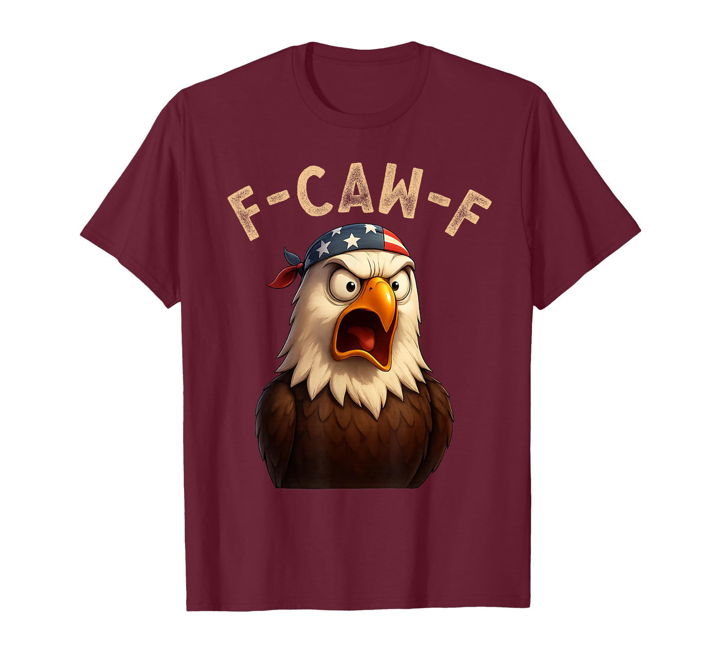 F-Caw-F Eagle FCAWF Humour US Flag Bandana Funny Bald Eagle T-Shirt