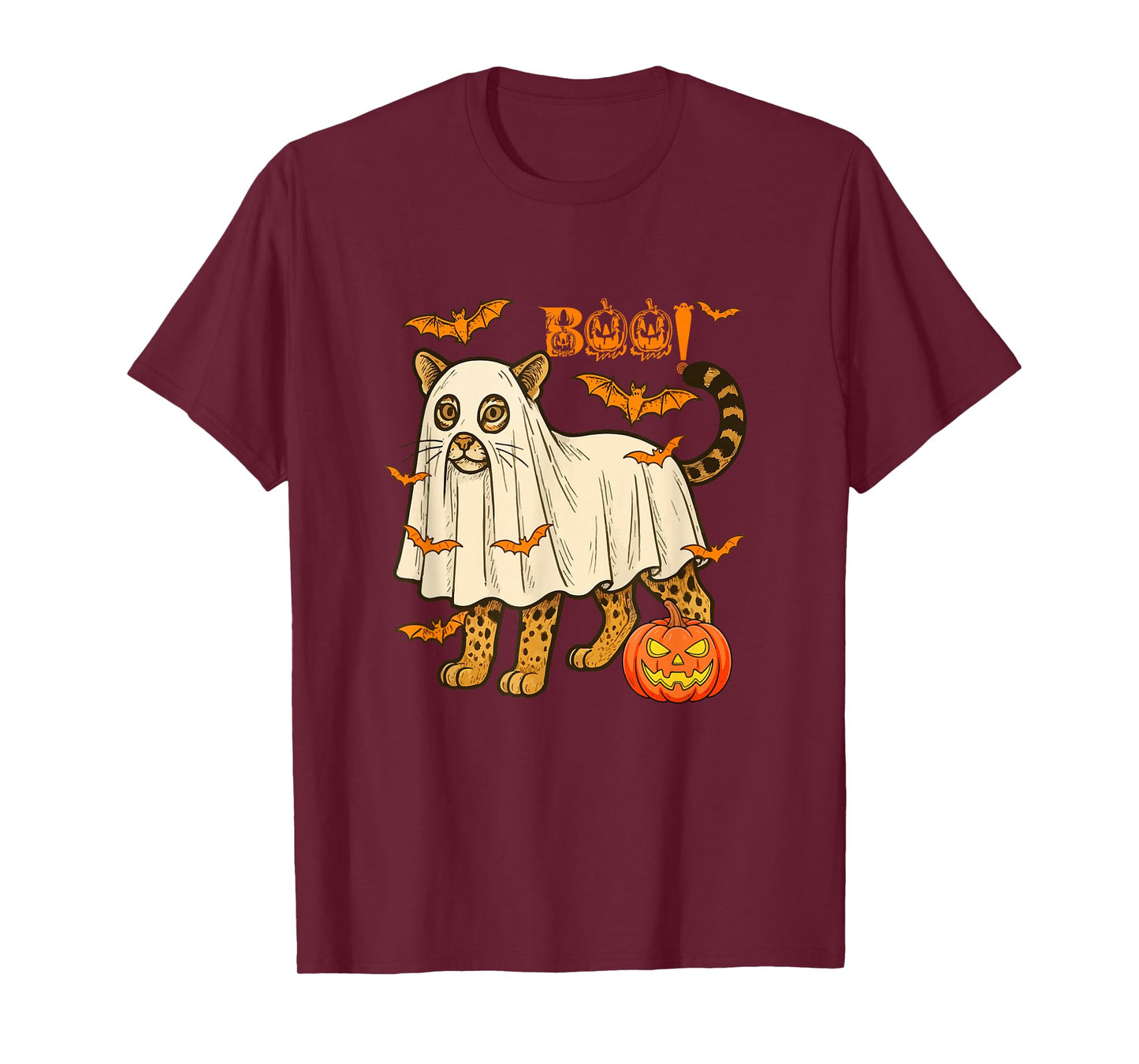 Boo Halloween Ocelot Cosplay Ghost Costume Animal Lover T-Shirt