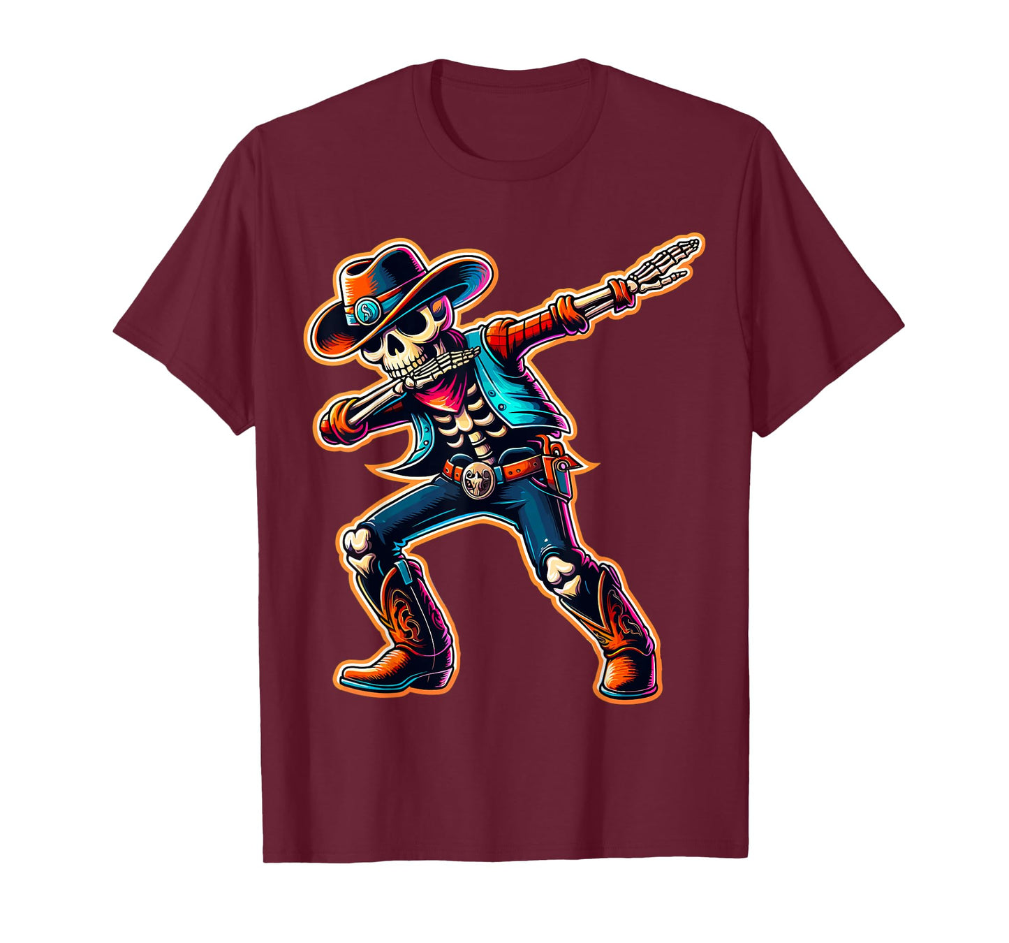 Magical and Funny Cowboy Gifts Cowboy Dabbing Skeleton Halloween Western T-Shirt