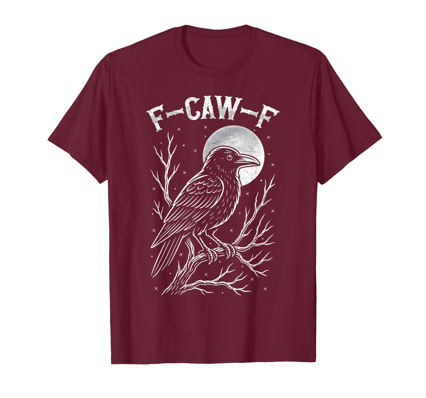Black Crow F-Caw-F Black Bird Human Skull Floral Gothic T-Shirt