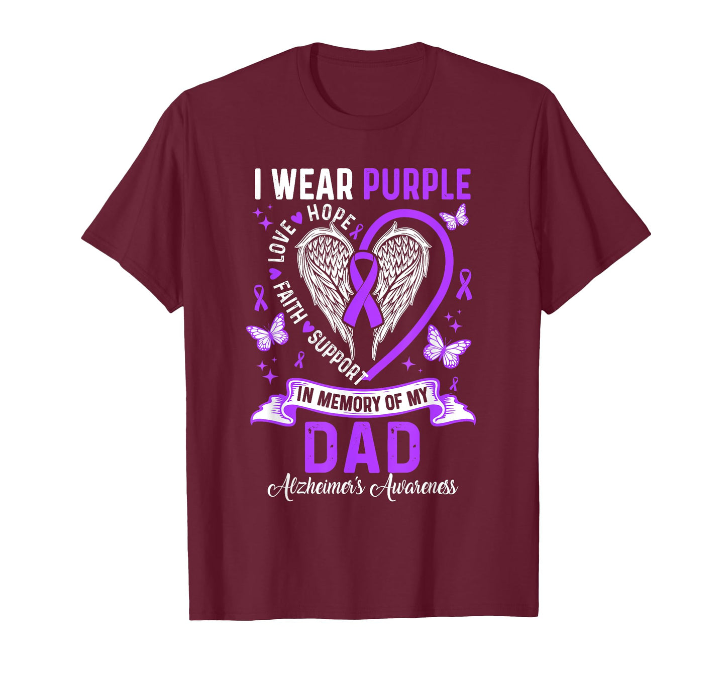 I Wear Purple In Memory Of My Dad Alzheimer's Awareness T-Shirt