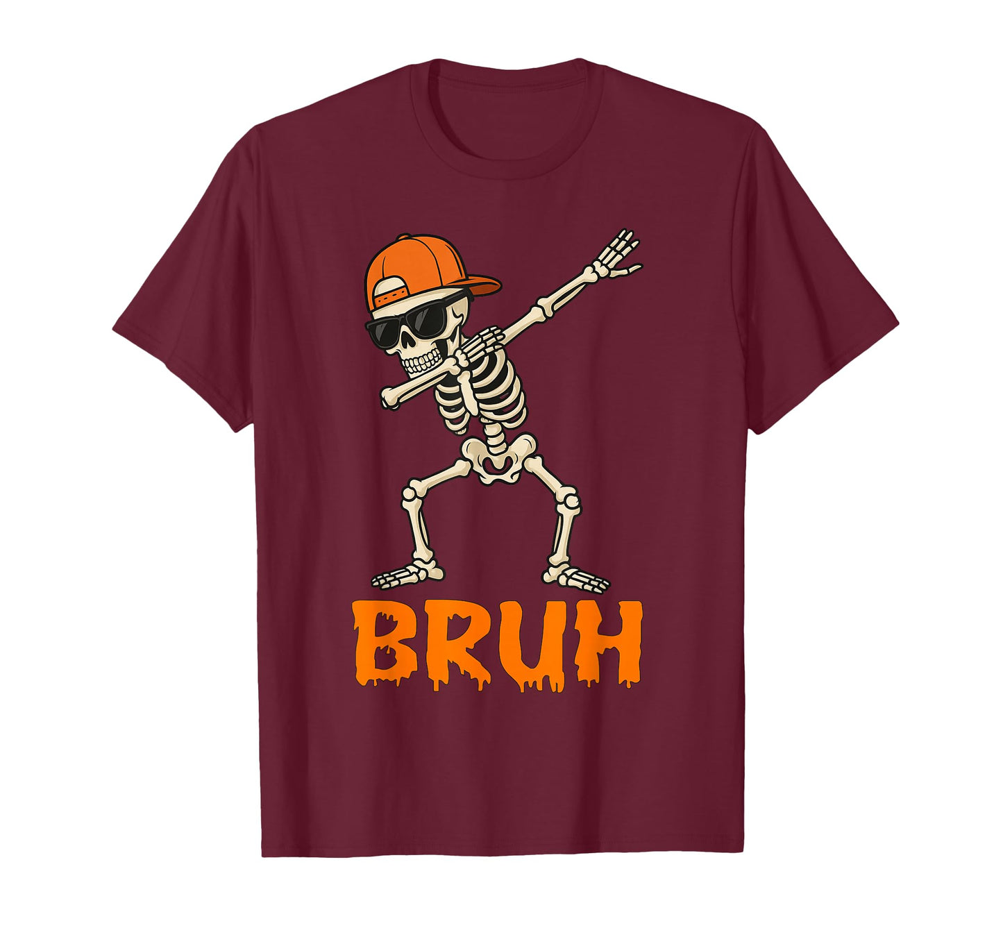 Bruh Dabbing Skeleton Funny Kids Boys Mens Halloween T-Shirt