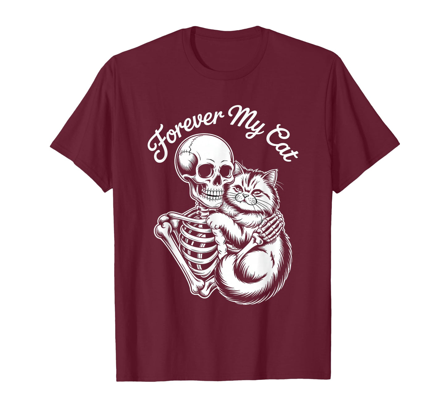 Halloween Forever My Cat Skeleton Hugging Kitty T-Shirt