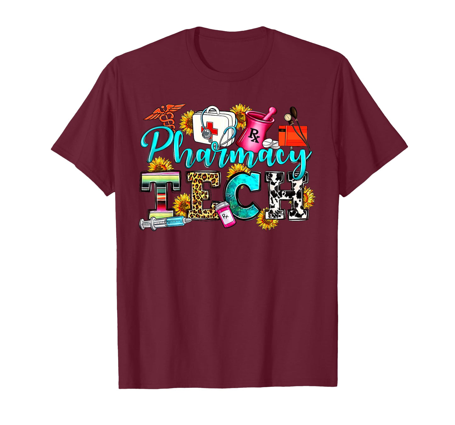 Retro Leopard Pharmacy Tech Pharmacist Certified Pharm Tech T-Shirt