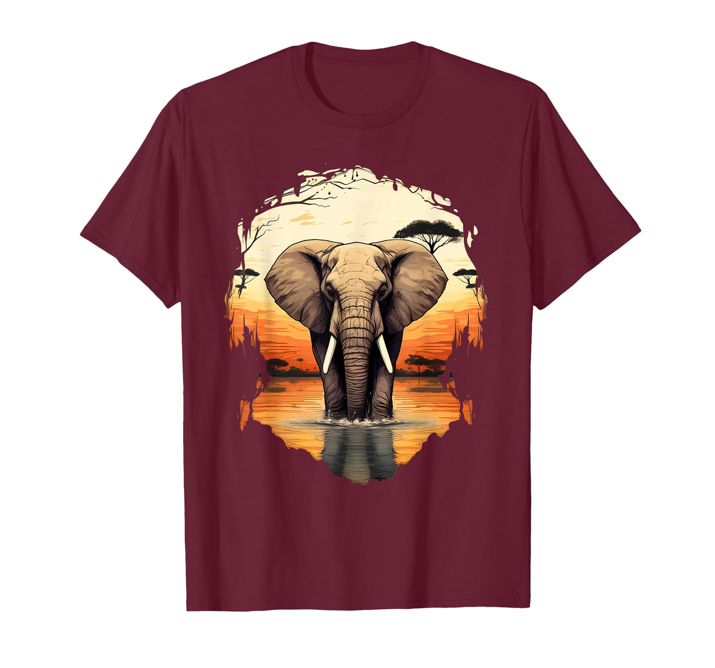 Elephant Wildlife Safari Artwork Savanna Nature Animal Art T-Shirt