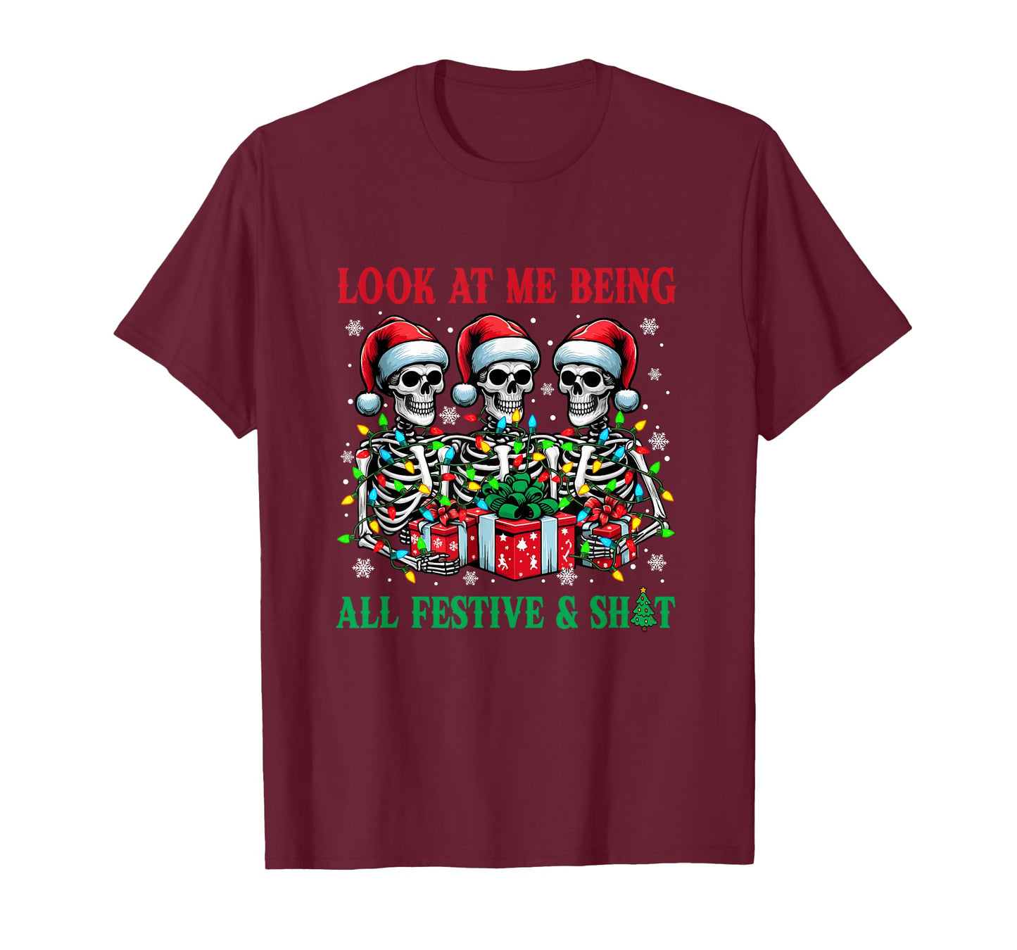 Being All Festive Xmas Joke Bad Felling Santa Skeletons T-Shirt