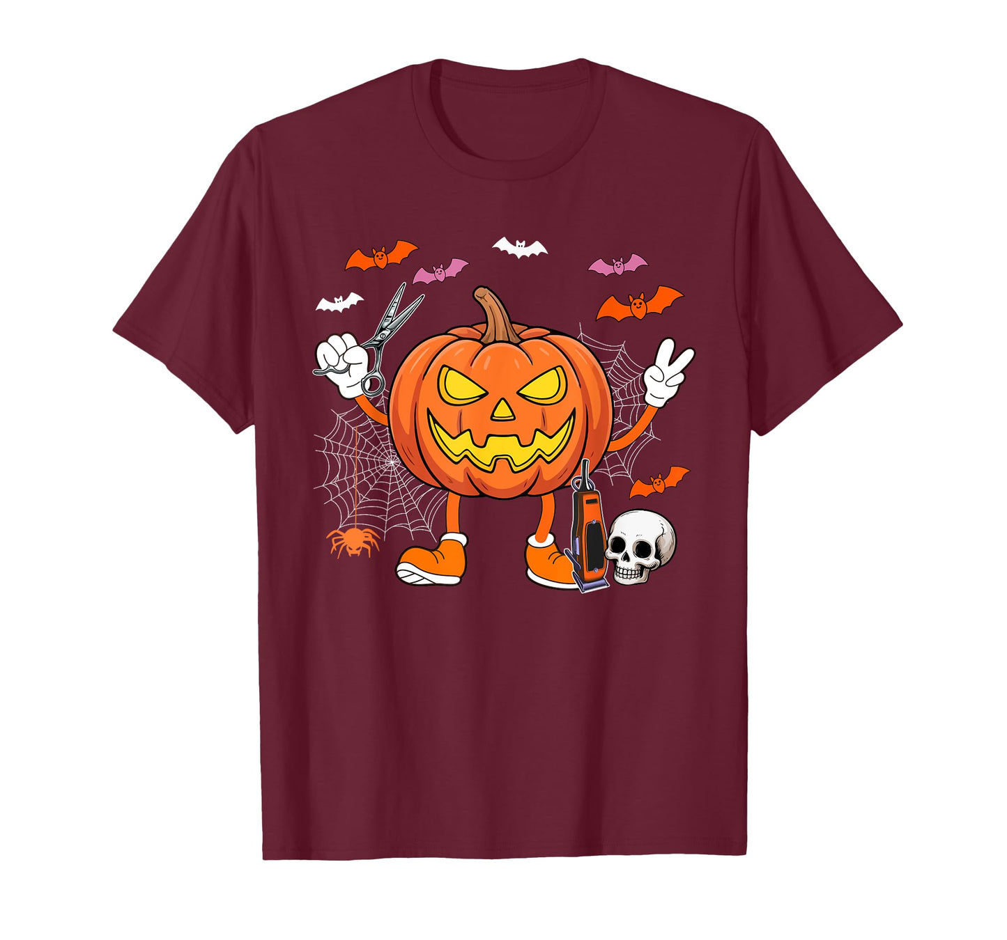 Barber Job Horror Carved Pumpkin Halloween Costume Team T-Shirt