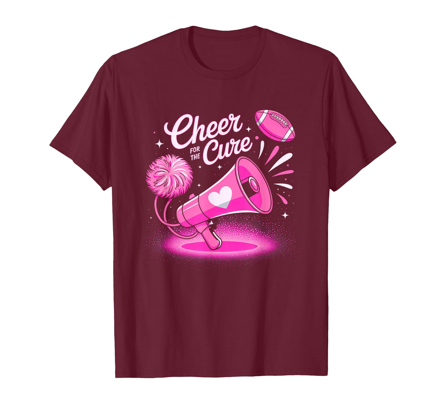 Cheer for Cure Breast Cancer Awareness Pink Ribbon Football T-Shirt