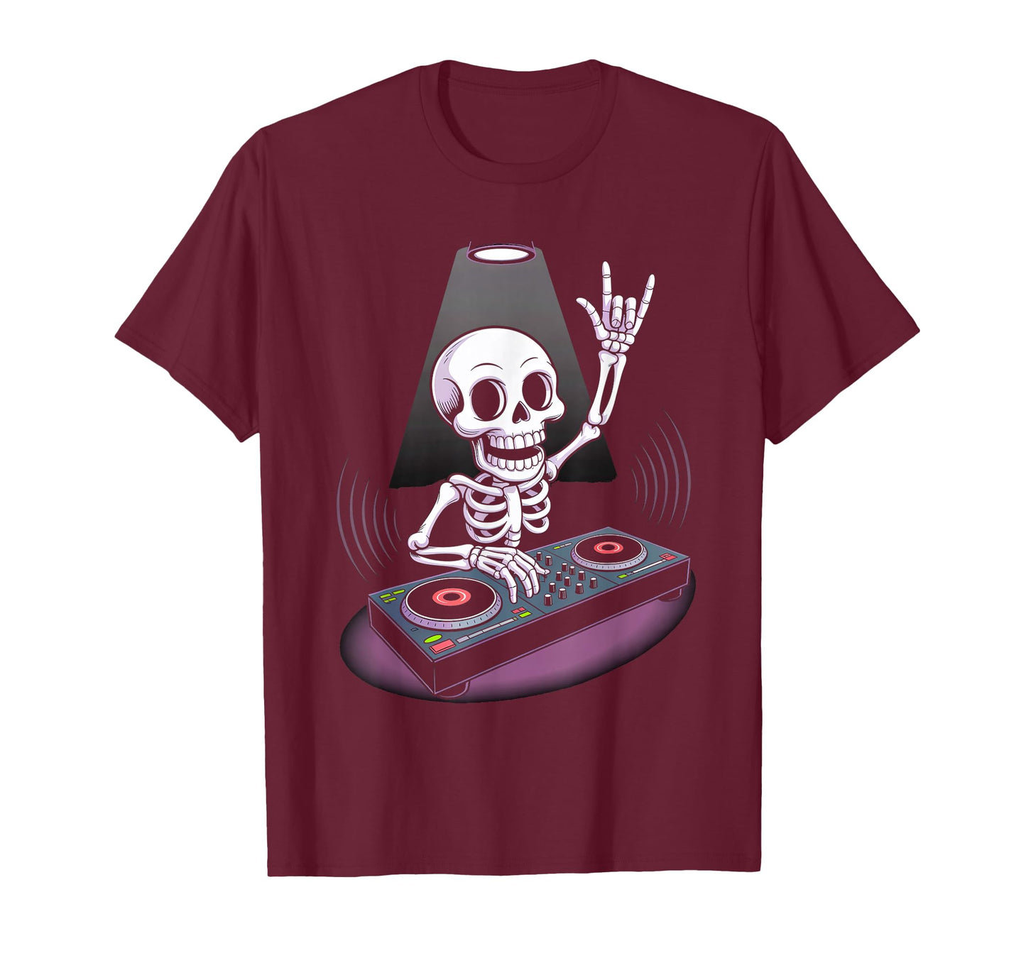 Skeleton DJ on Turntables EDM Synthesizer Rave Music Ghost T-Shirt