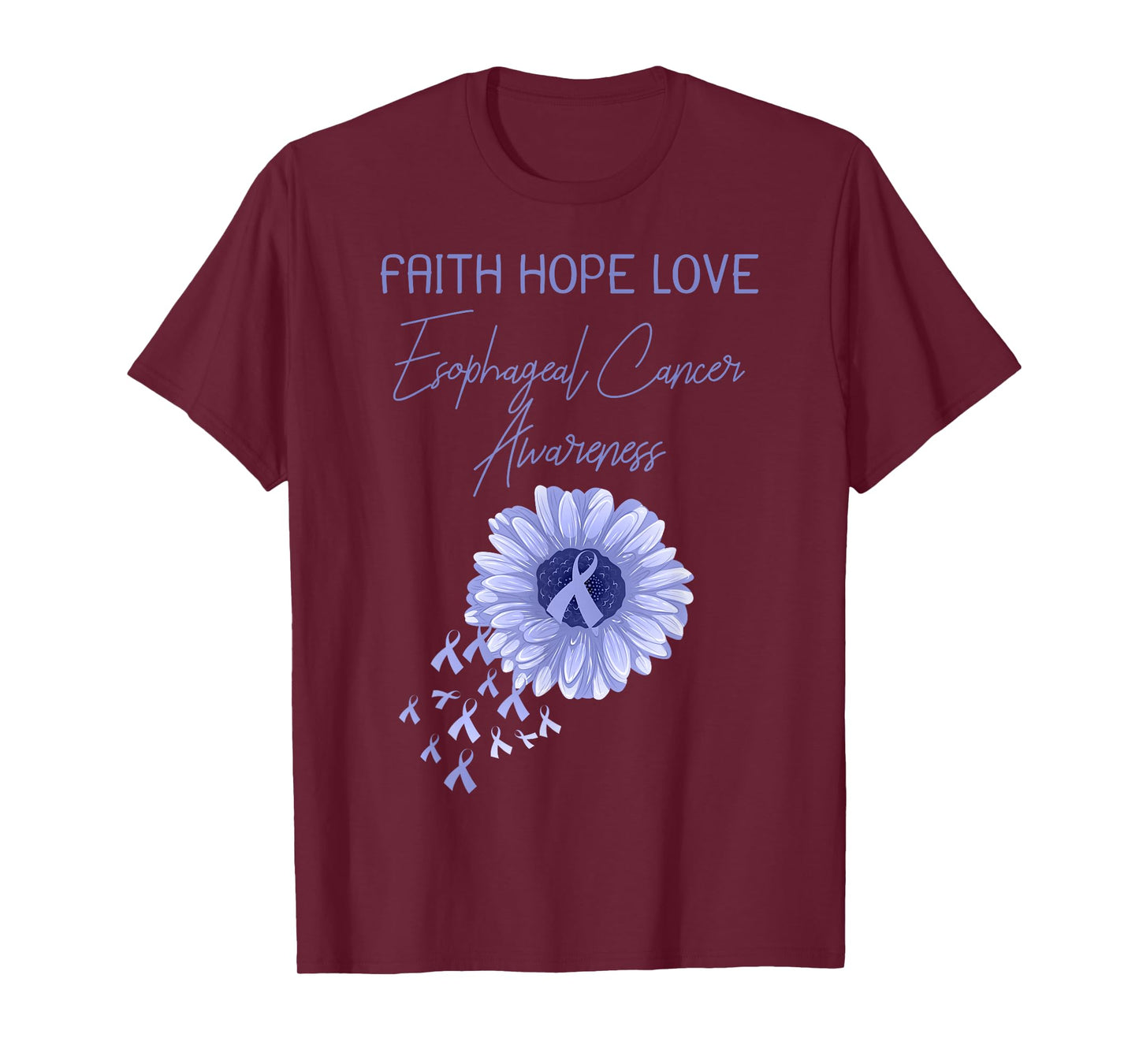 Faith Hope Love Esophageal Cancer Periwinkle Ribbon T-Shirt
