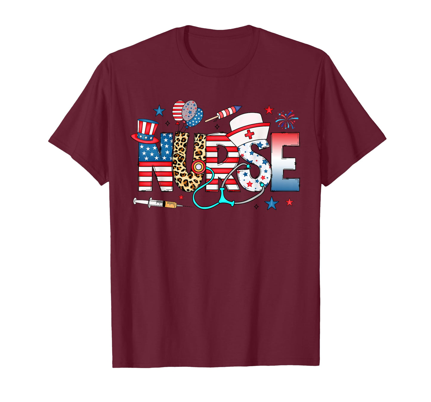 4th of July Nurse American Flag Fourth Of July Nurse T-Shirt