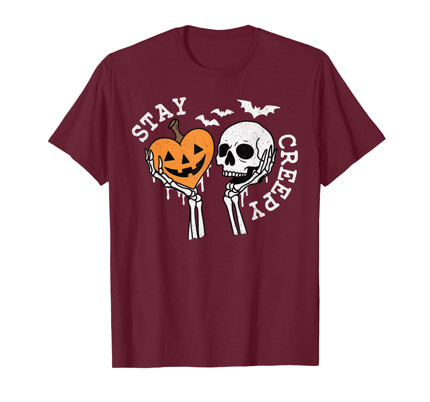 Stay Creepy Dripping Heart Halloween Skeleton Hand Spooky T-Shirt