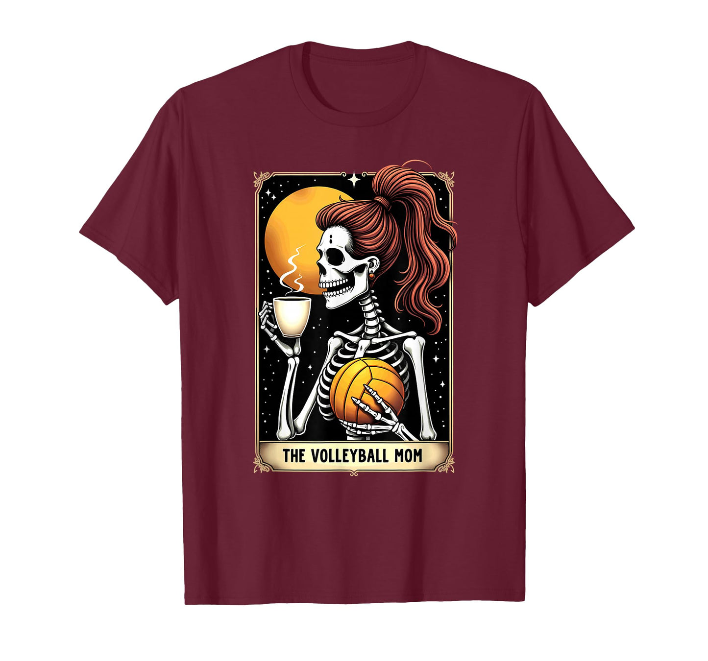 Gothic Tarot Card Skeleton Volleyball Mom Coffee T-Shirt
