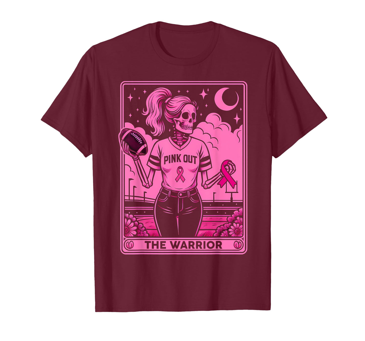 Pink Out Football Breast Cancer Warrior Tarot Card Women T-Shirt