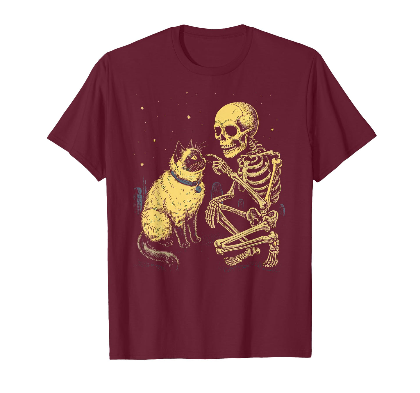 Spooky Siamese Cat Skeleton Halloween Cats Lover T-Shirt