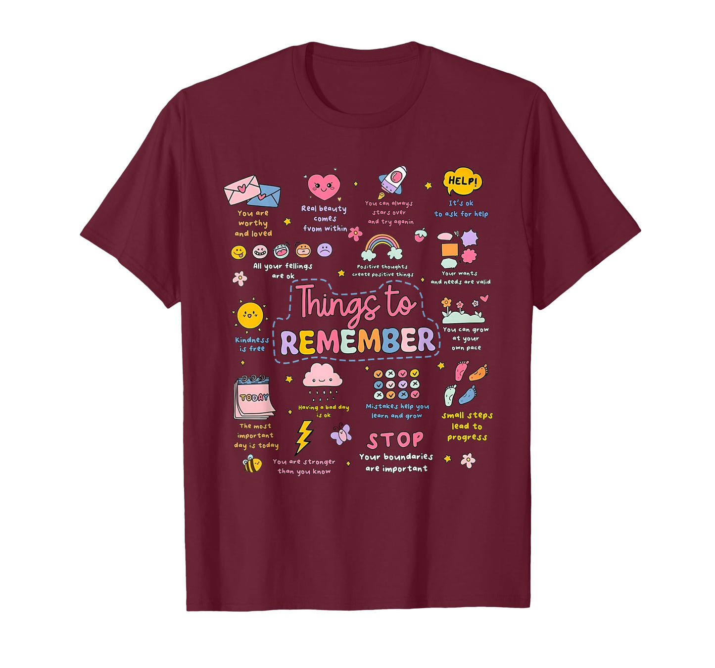 Things To Remember Mental Health Awareness Brain illness T-Shirt