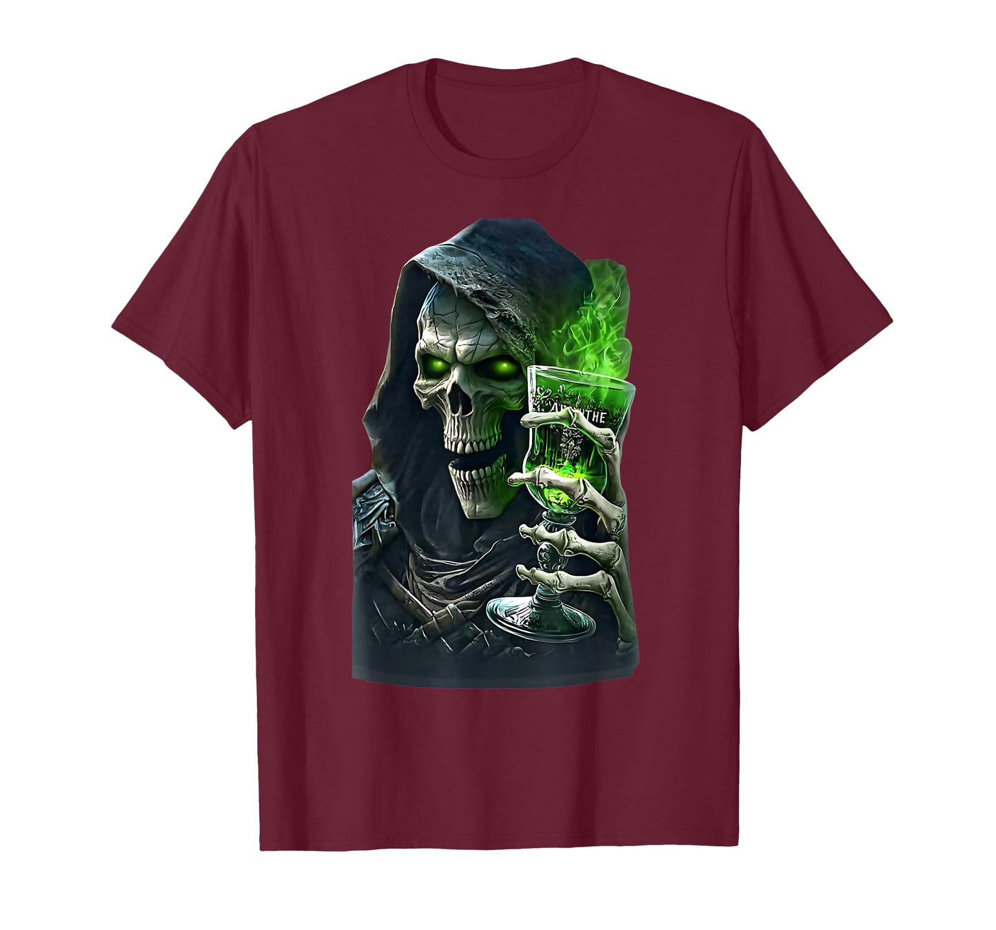 Halloween Horror Skeleton Absinthe Drinker Spooky Design T-Shirt