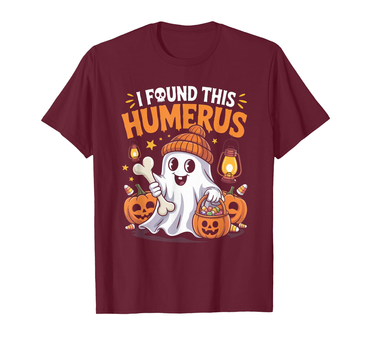Ghost I Found This Humerus Halloween Skeleton Women Gifts T-Shirt