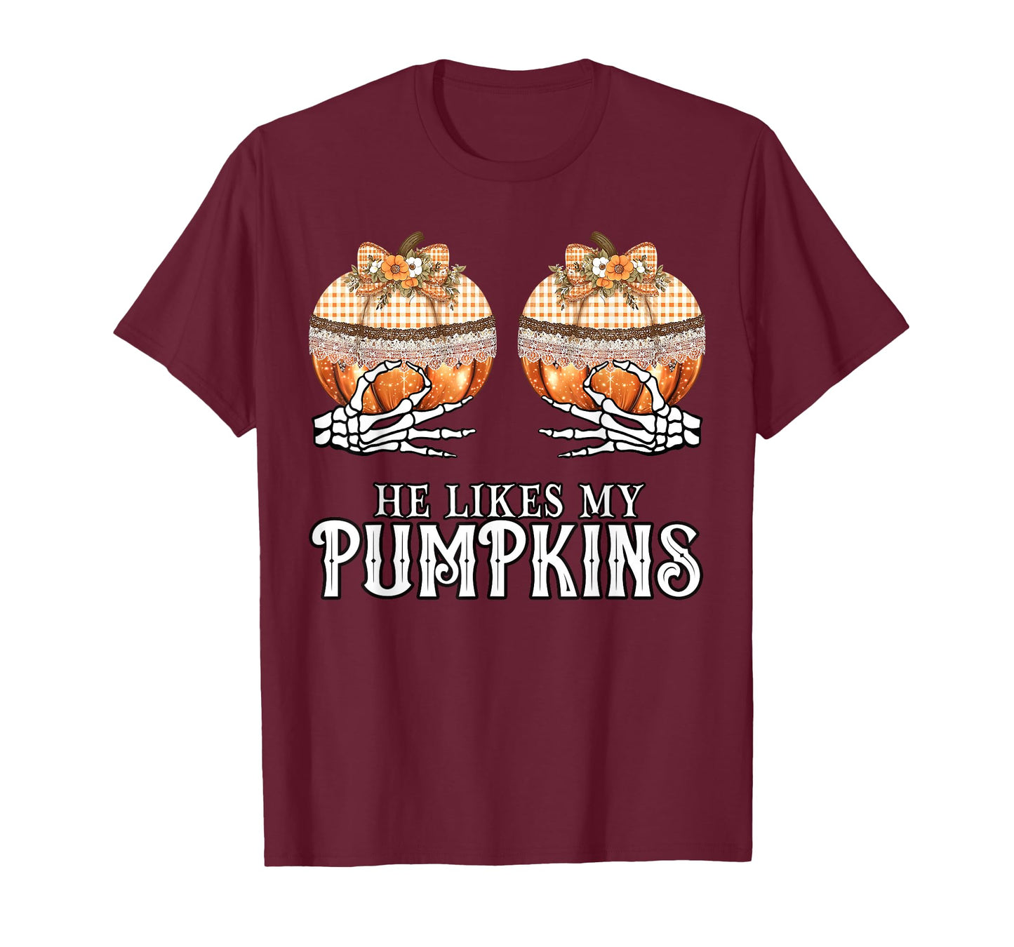 He Likes My Lace Pumpkins I Love His Broomstick Couples T-Shirt