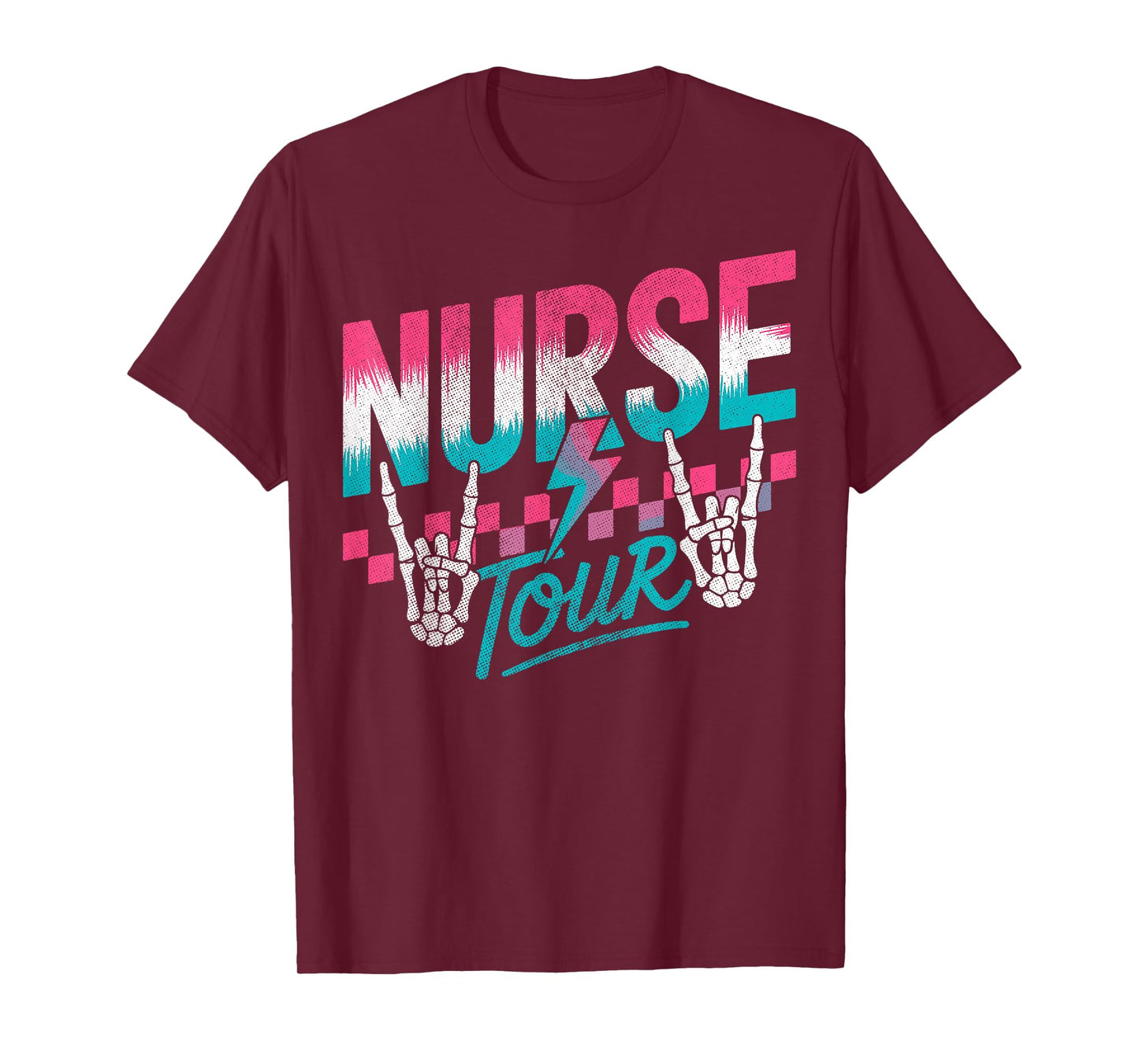 Nurse Tour Skeleton Rock Sign Hands Nurses Nursing Students T-Shirt