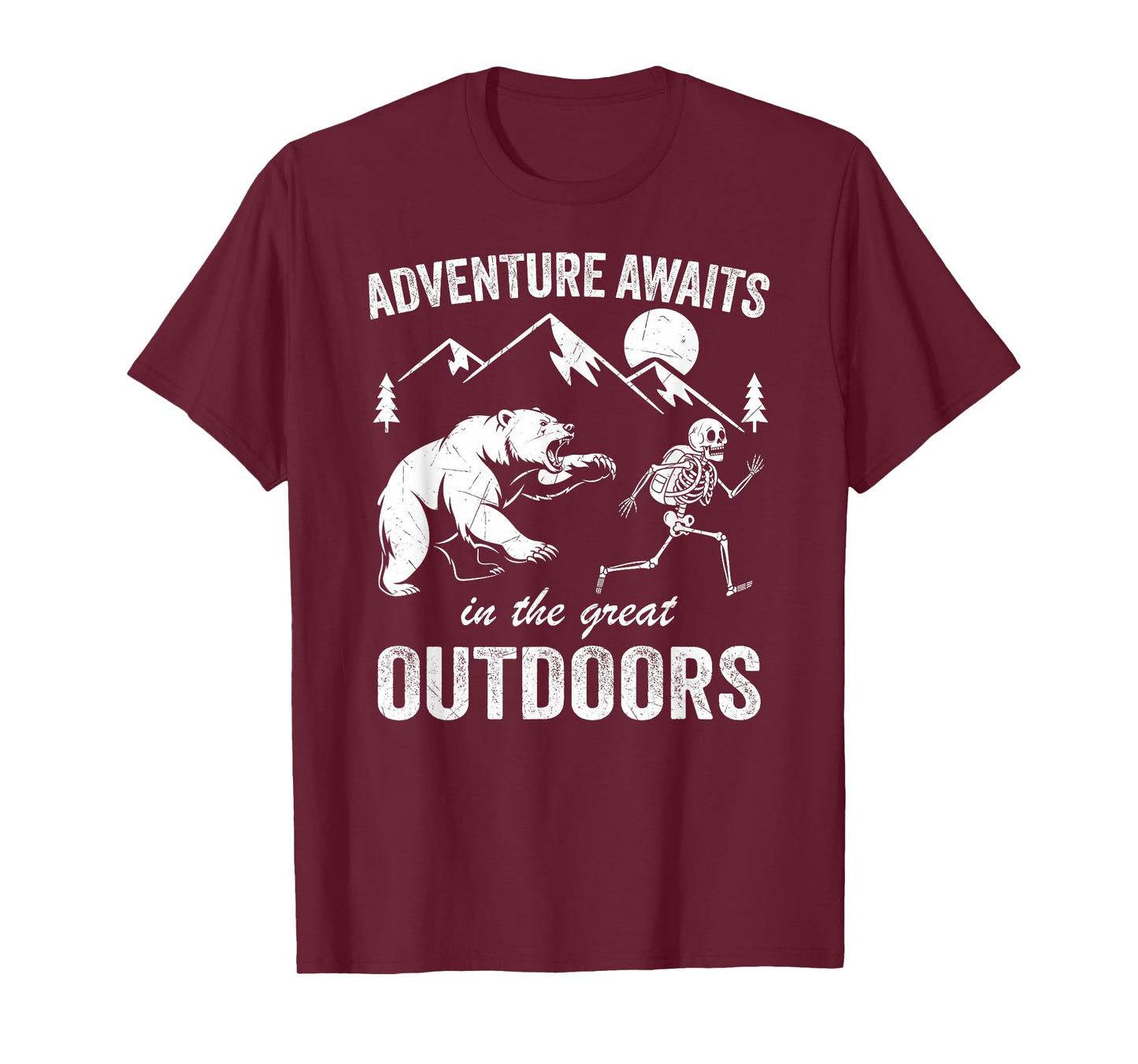 Adventure Awaits Skeleton Hiker Spooky Hiking Backpacking T-Shirt