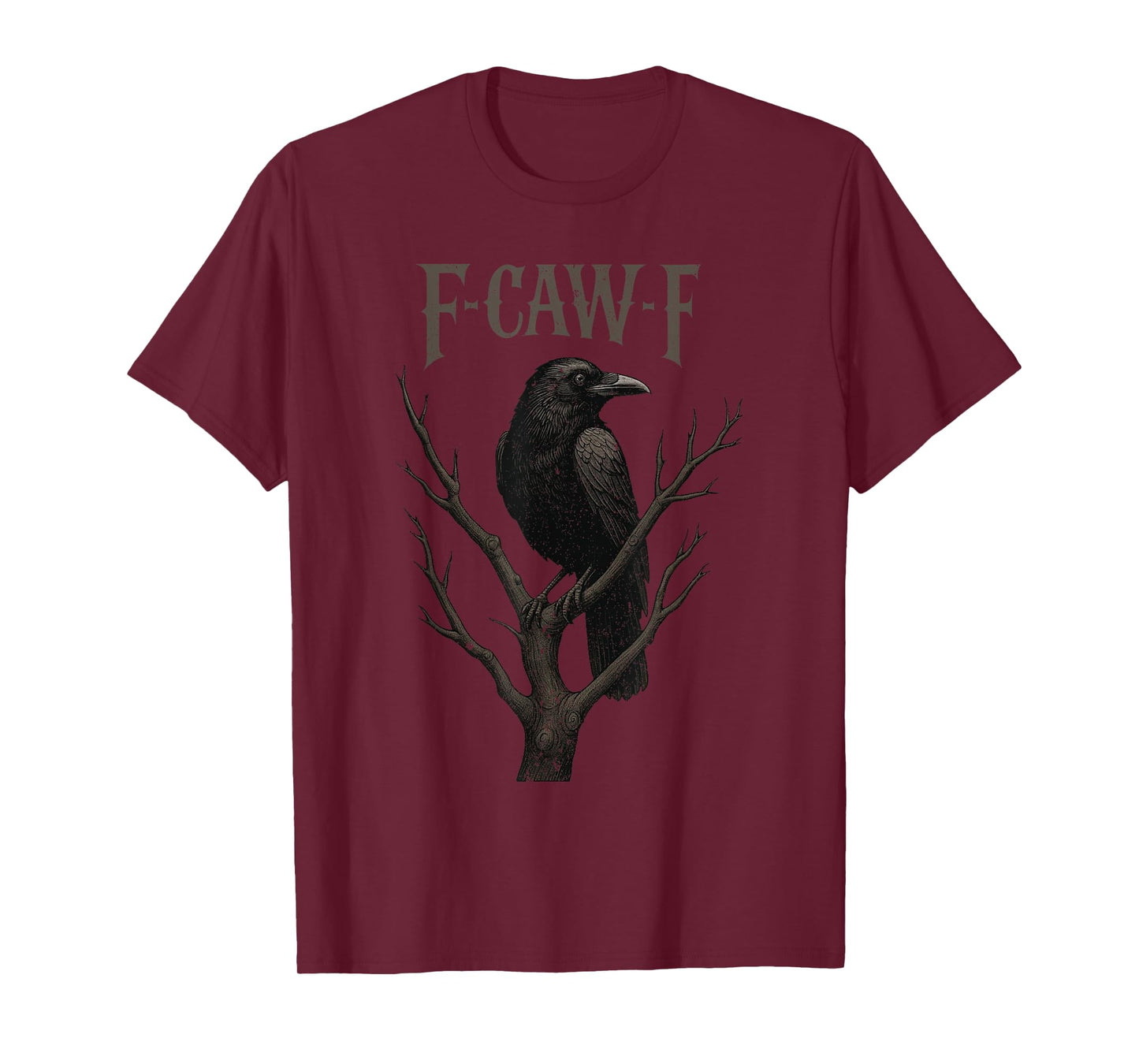 Black Crow F-Caw-F Full Moon Gothic Black Bird Adult Humor T-Shirt