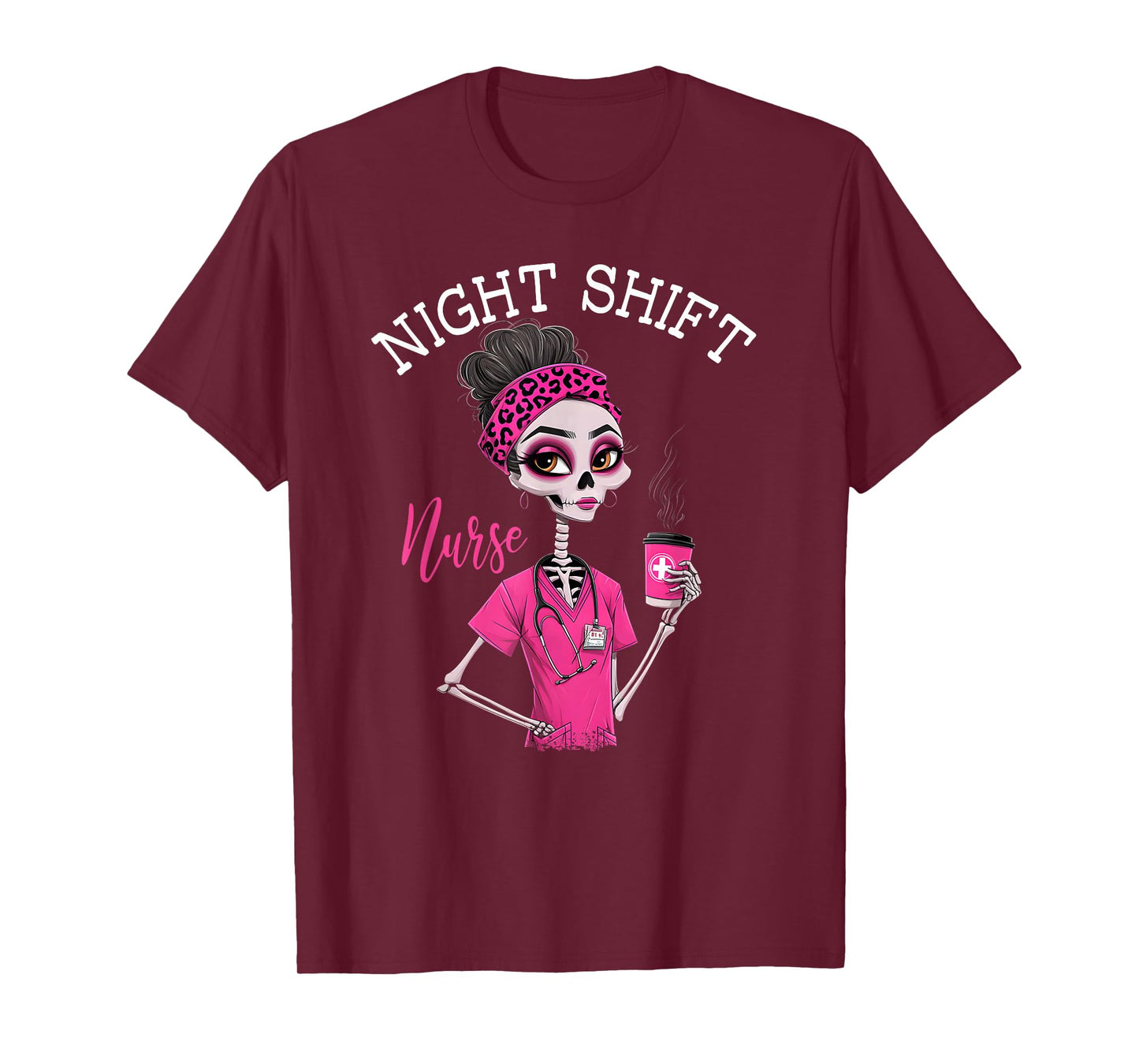 RN ICU Night Shift Nurse Skeleton T-Shirt