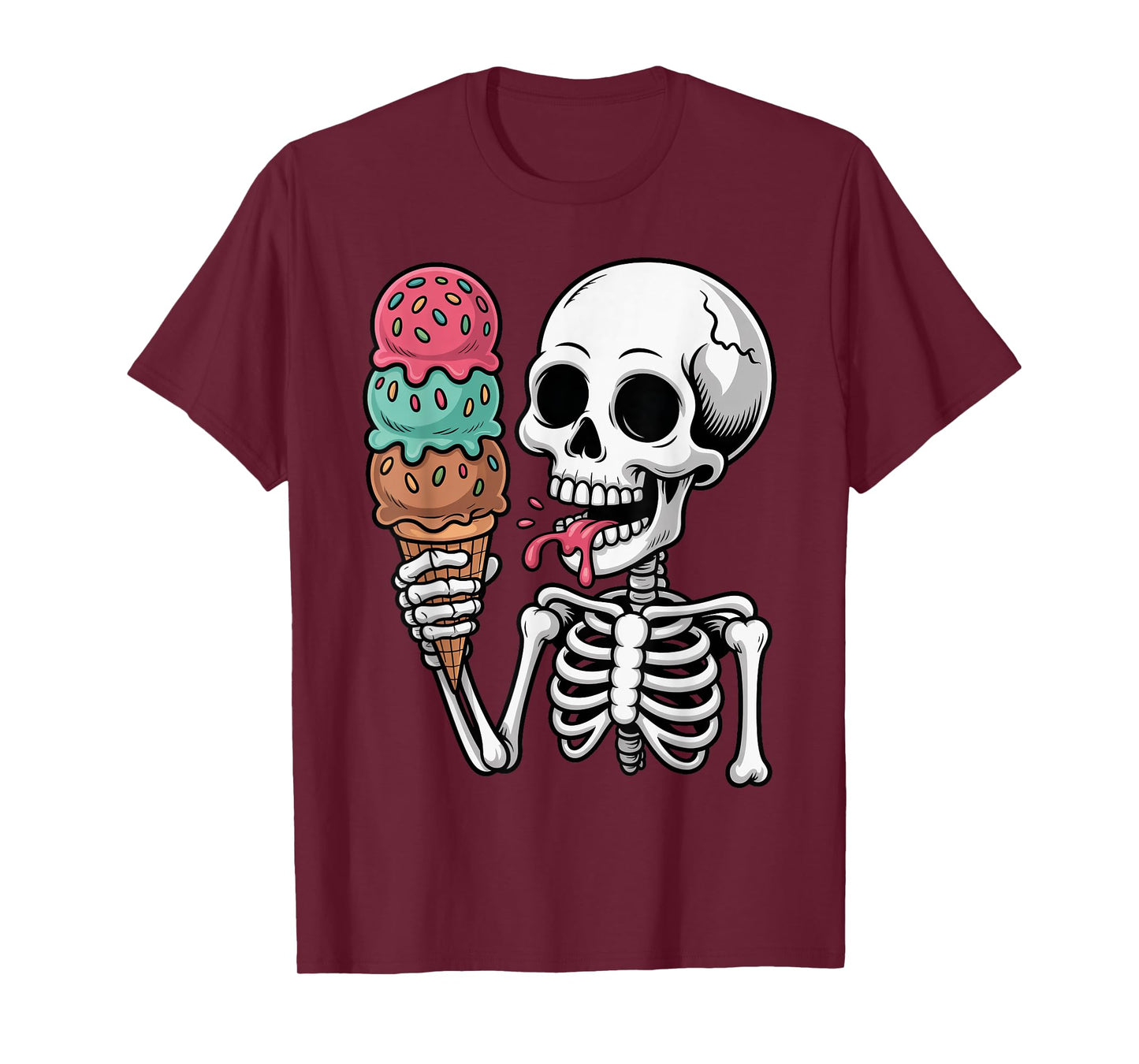 Halloween Creepy Skeleton Eating Ice Cream Trick or Treat T-Shirt