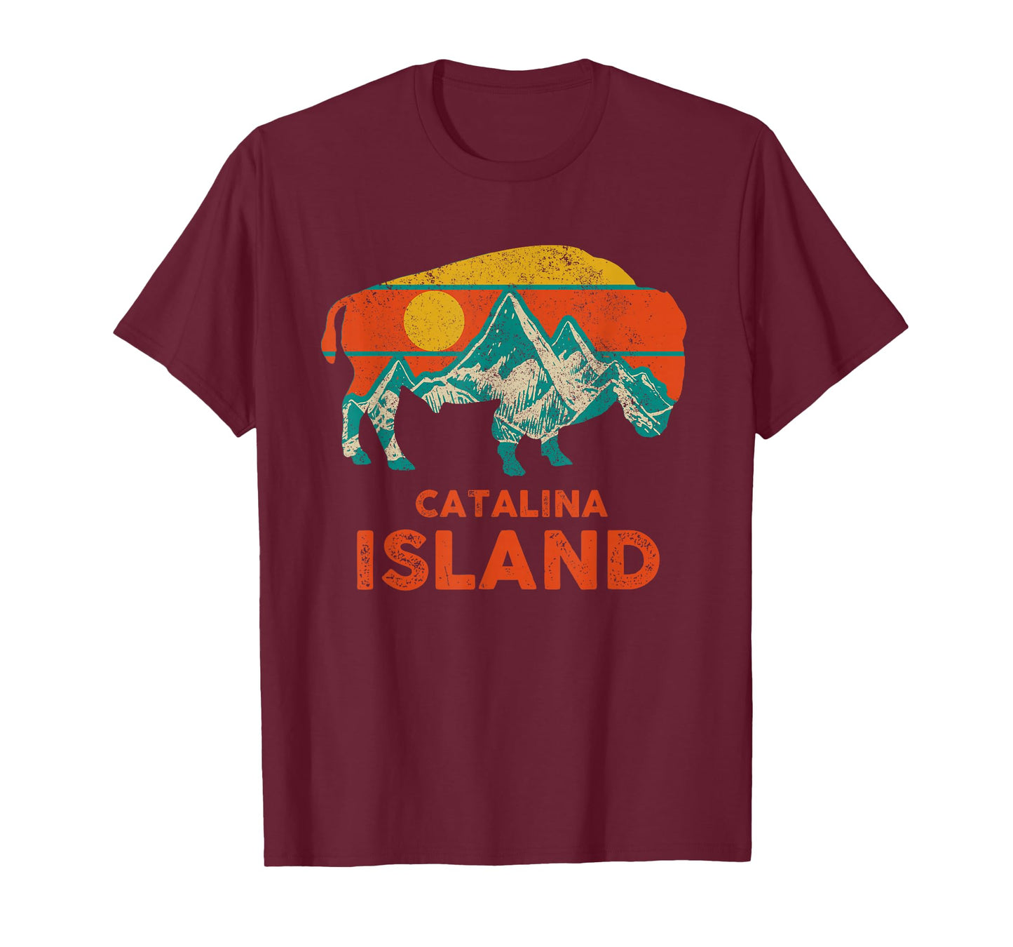 Catalina Island Vintage Bison Buffalo America Souvenir T-Shirt