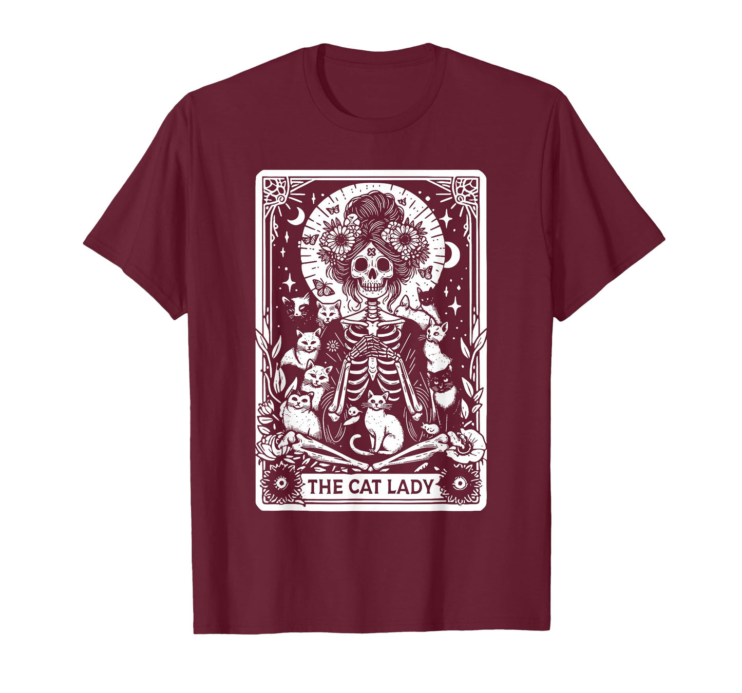 Halloween Skeleton Cat Tarot Cards Spooky Cat Lady Cat Mom T-Shirt