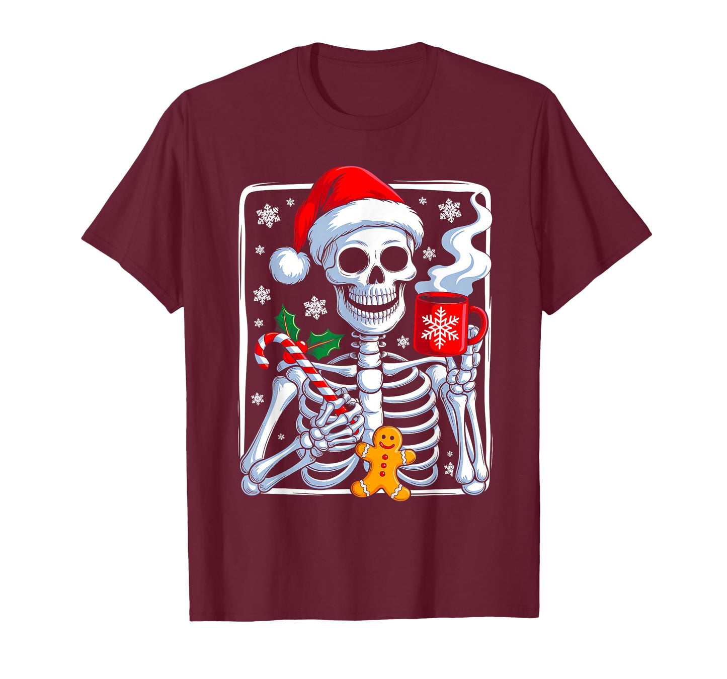 Funny Christmas Skeleton Hot Chocolate Xmas Men Women Kids T-Shirt