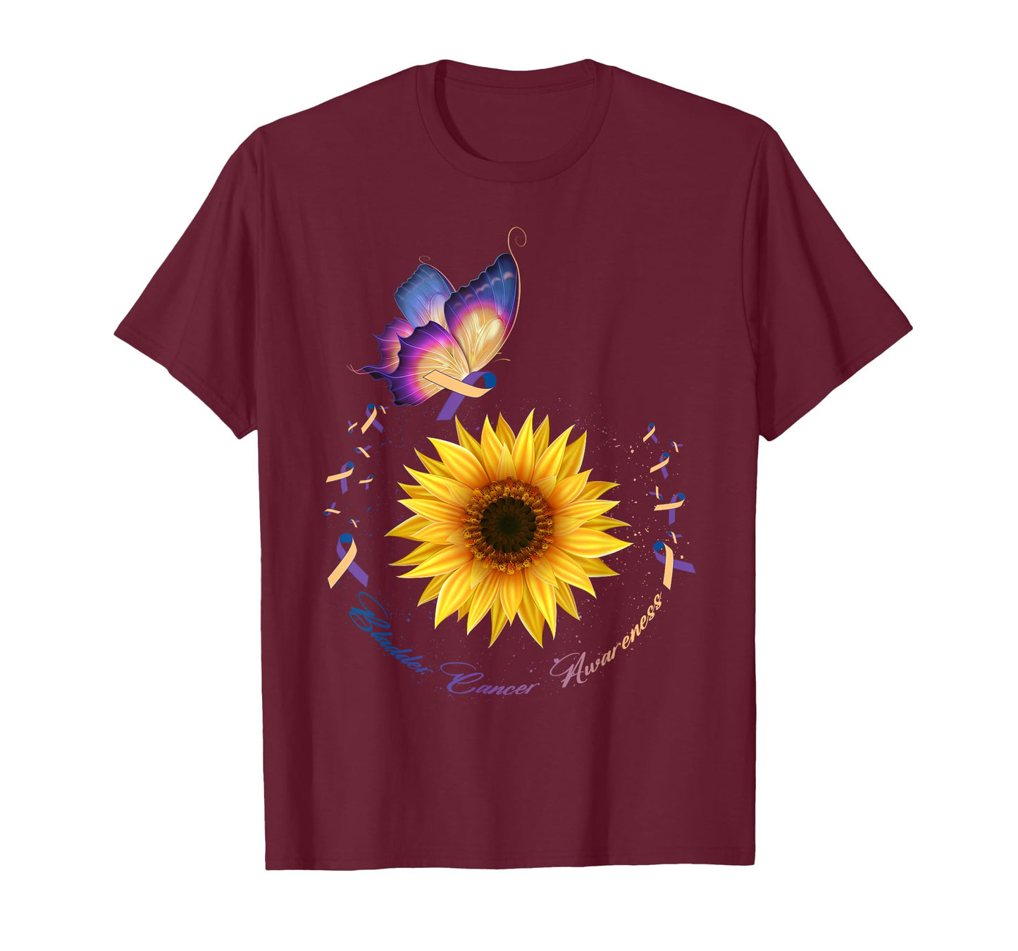 Butterfly & Sunflower Bladder Cancer Awareness Month Warrior T-Shirt