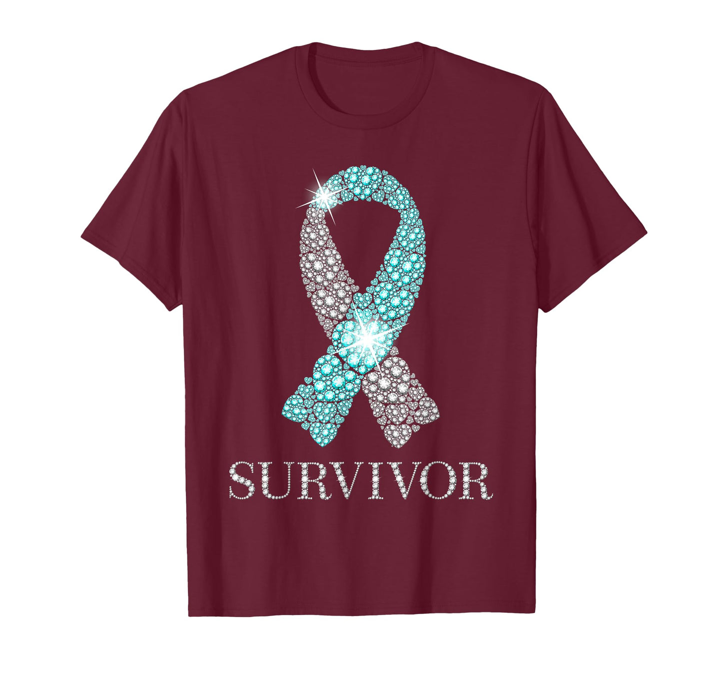 Cervical Cancer Survivor Teal & White Ribbon Awareness T-Shirt