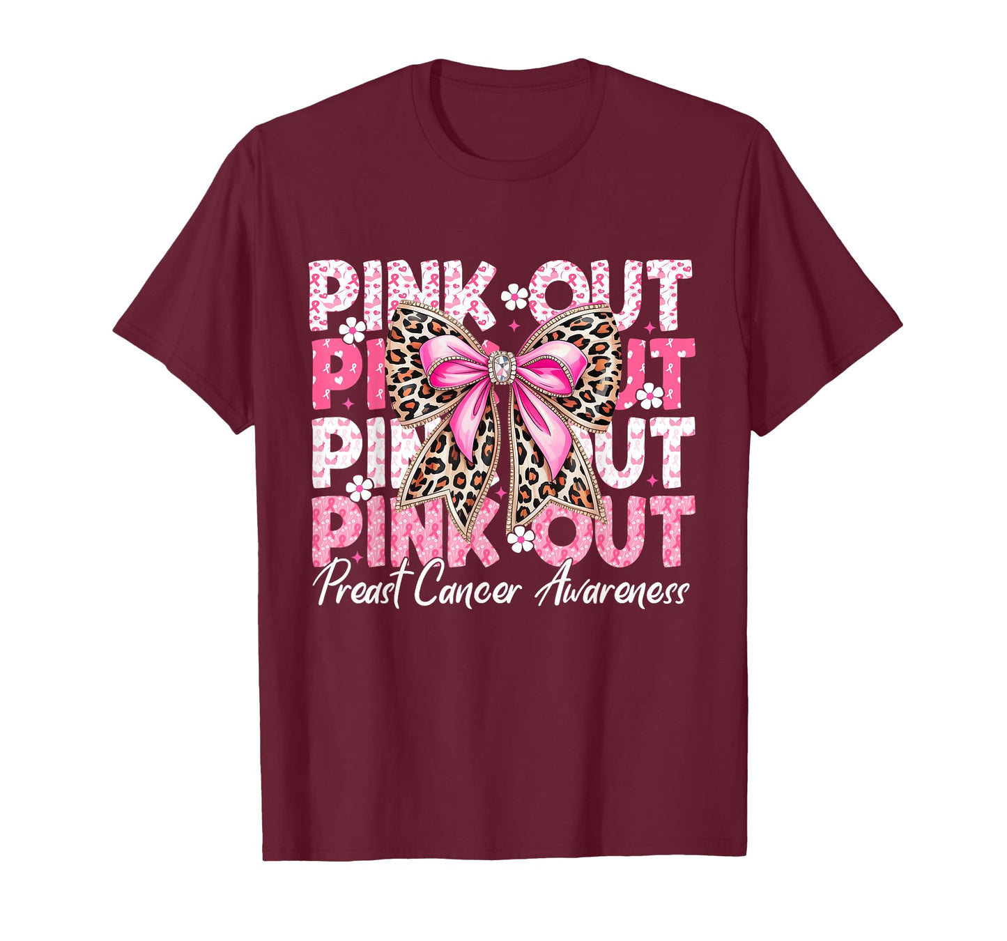 Pink Out Breast Cancer Football Coquette Bow Mom Girls T-Shirt