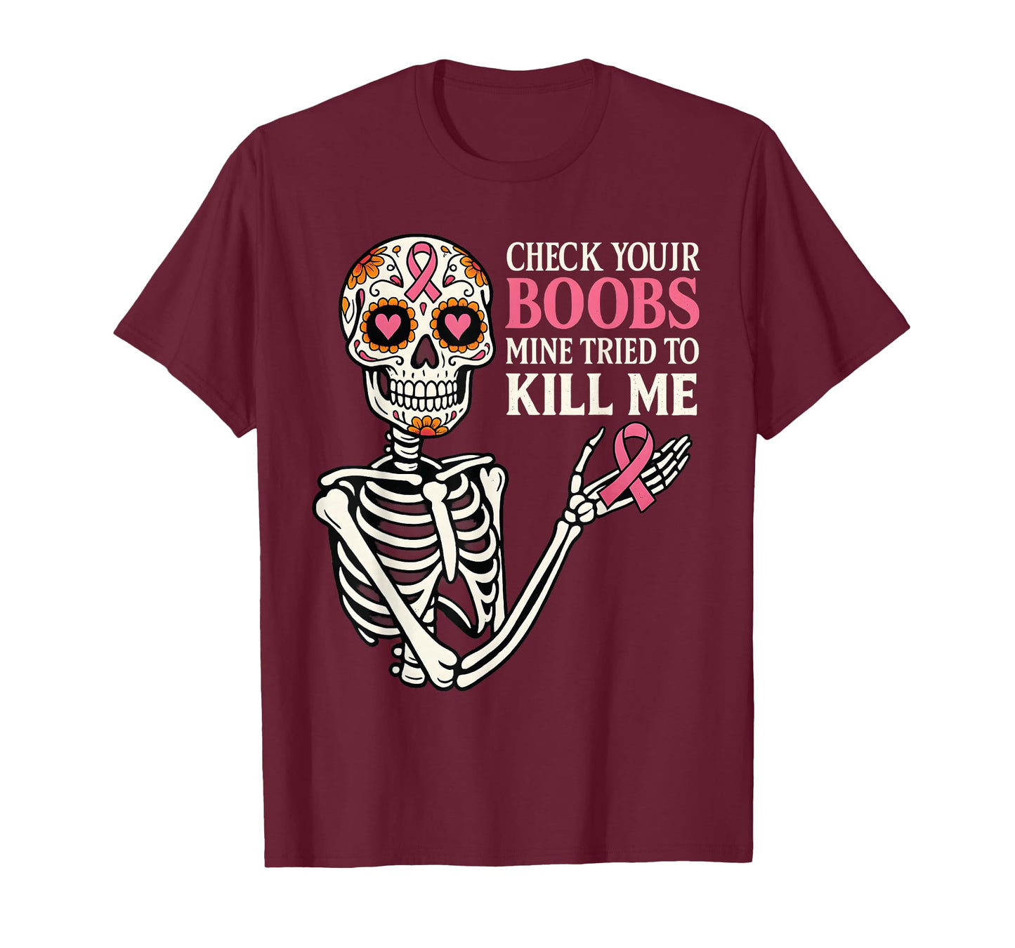 Skeleton Funny Breast Cancer Awareness Women T-Shirt