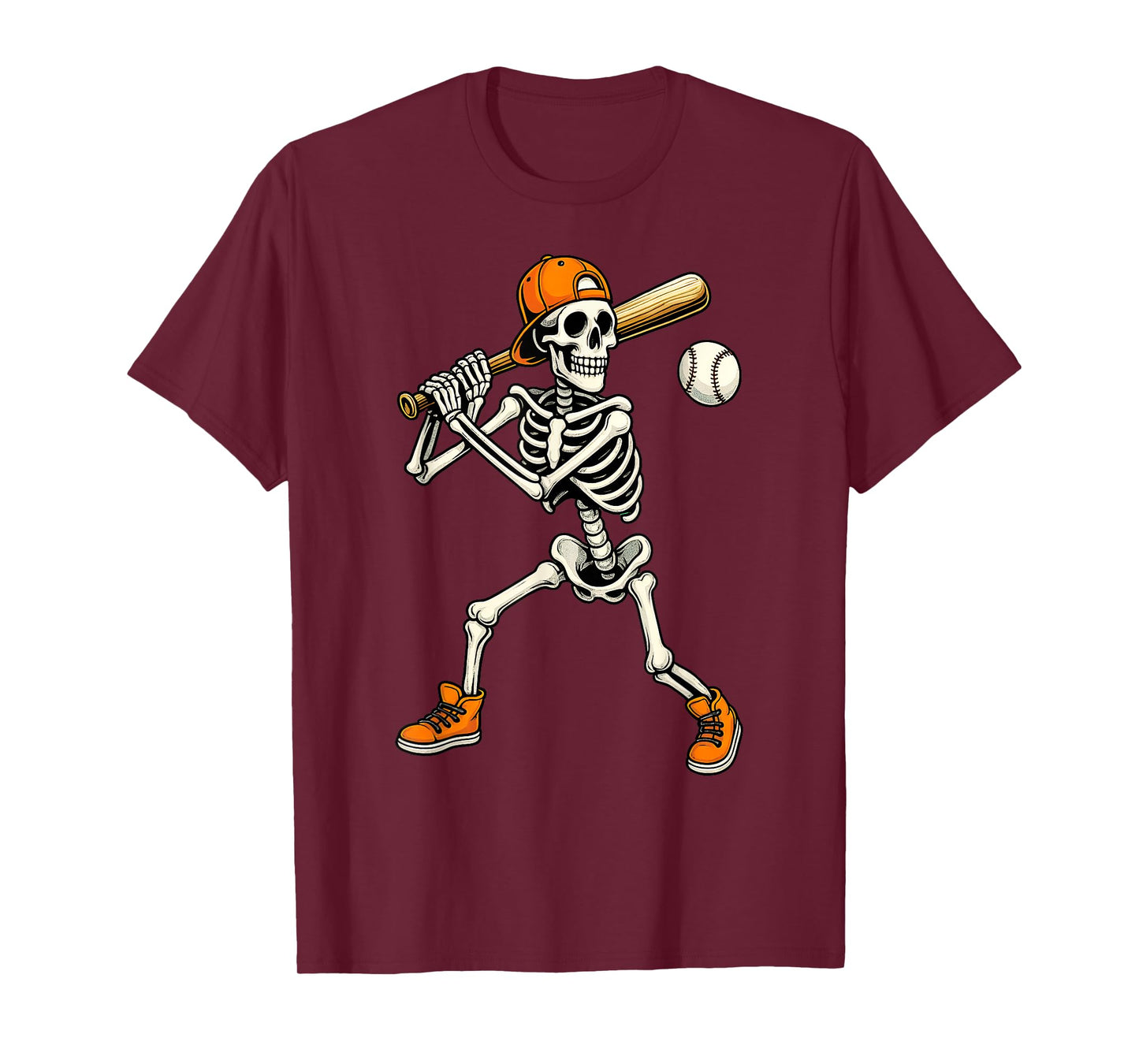 Skeleton Baseball Halloween Costume Boys Kids Men T-Shirt