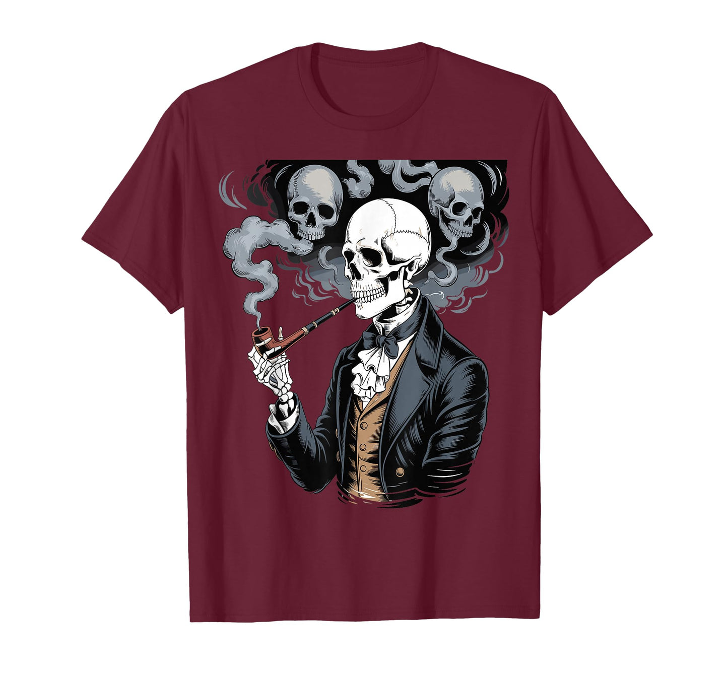 Smoking Skeleton Vintage Gothic Halloween Art T-Shirt