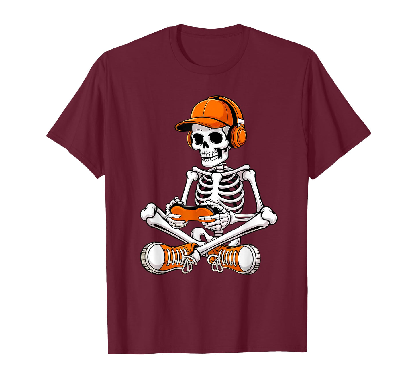 Funny Halloween Skeleton Gamer Video Gaming Boys Men Kids T-Shirt