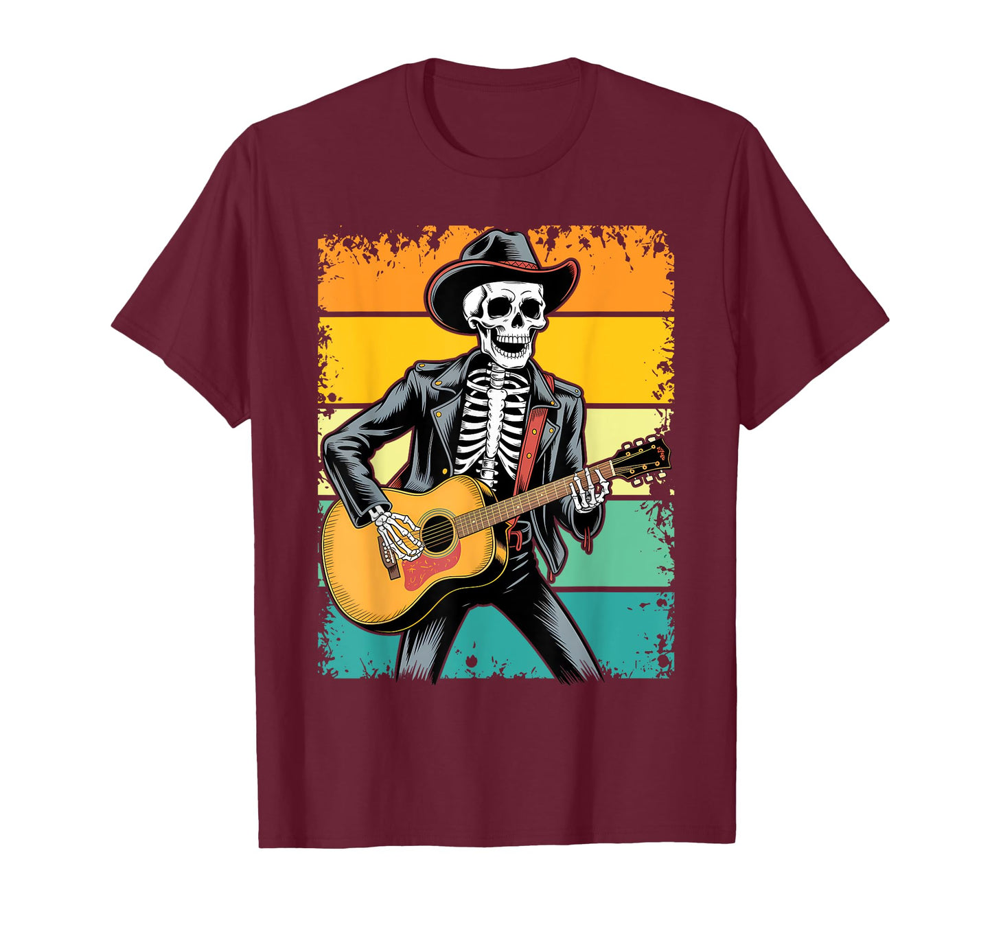 Halloween Skeleton Playing Guitar | Rock and Roll Band T-Shirt