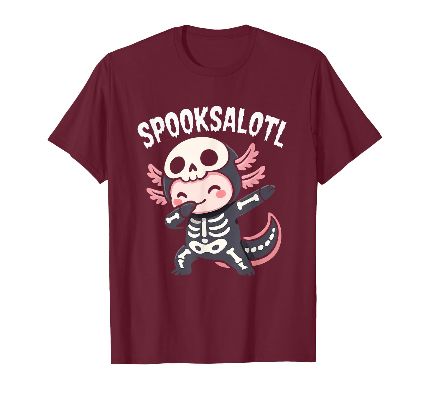 Funny Axolotl Skeleton Spooksalotl Halloween Kids Boys Girls T-Shirt