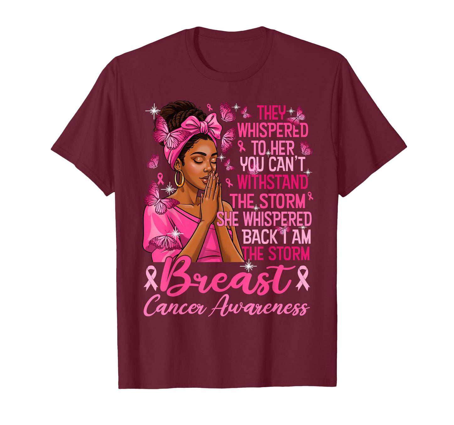 Pink Ribbon I Am Storm Black Women Breast Cancer Awareness T-Shirt
