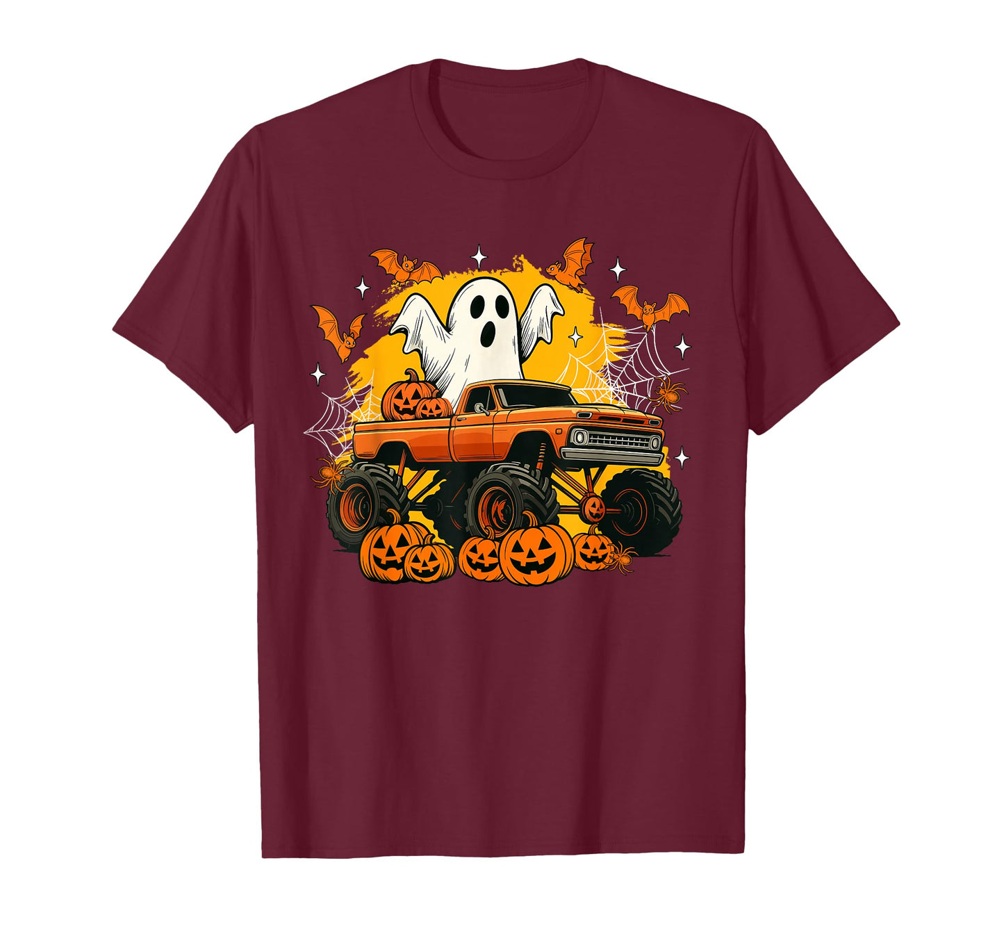 Boo Ghost Monster Truck Pumpkin Halloween Toddler Boys Kids T-Shirt