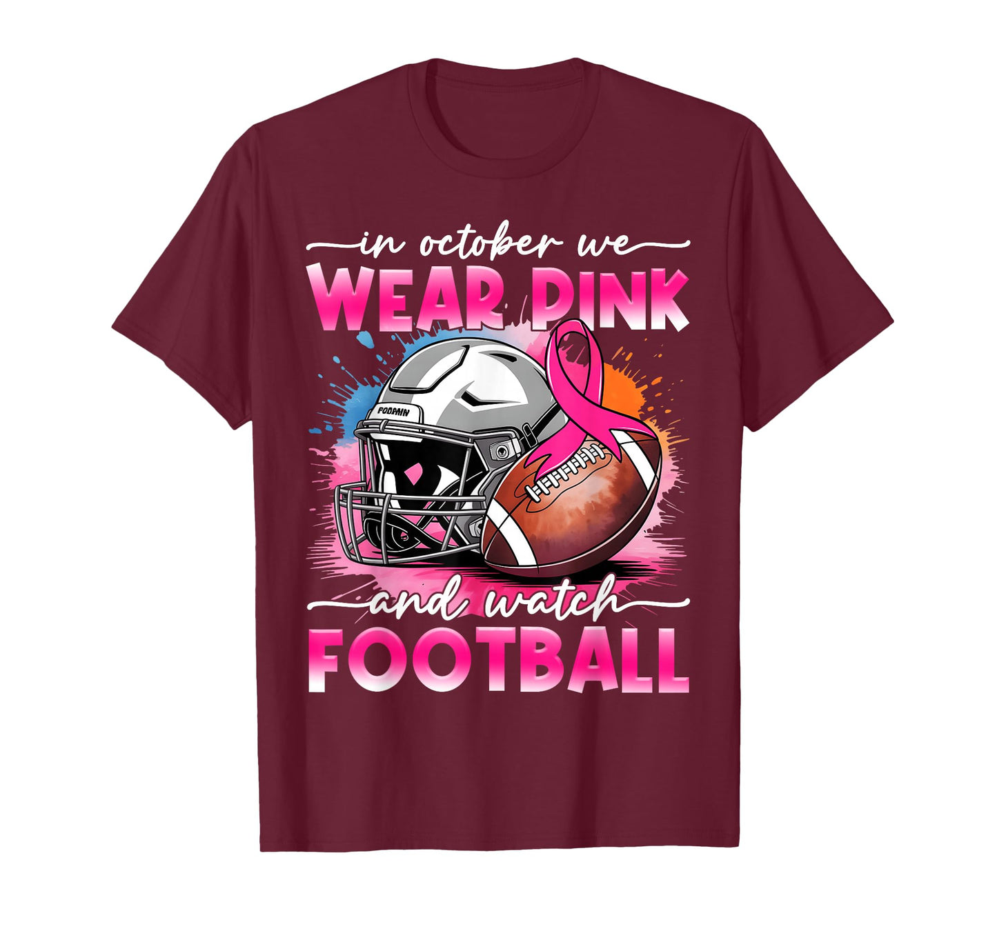 October Wear Pink Watch Football Breast Cancer Awareness T-Shirt